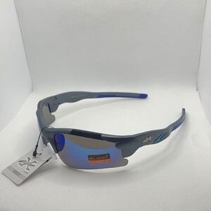 X-Loop Mens Sport Wrap Around Semi Rimless Mirrored Lens Sunglasses